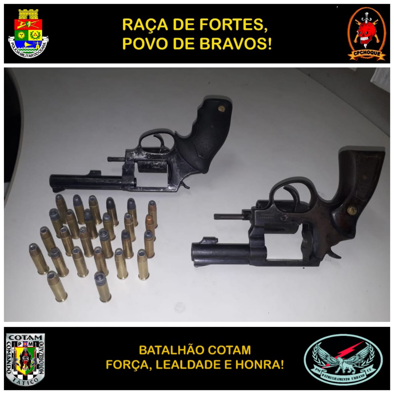 PMCE captura dupla e apreende armas de fogo após confronto entre