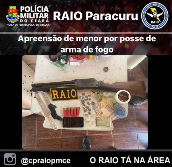 CPRaio Apreende Adolescente Espingarda E Drogas Em Paracuru CE