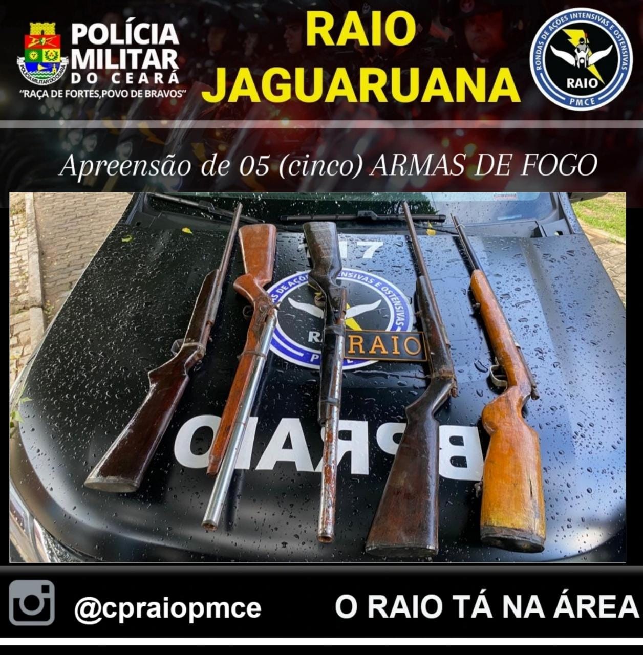 Denúncia anônima resulta na apreensão de cinco armas de fogo pelo