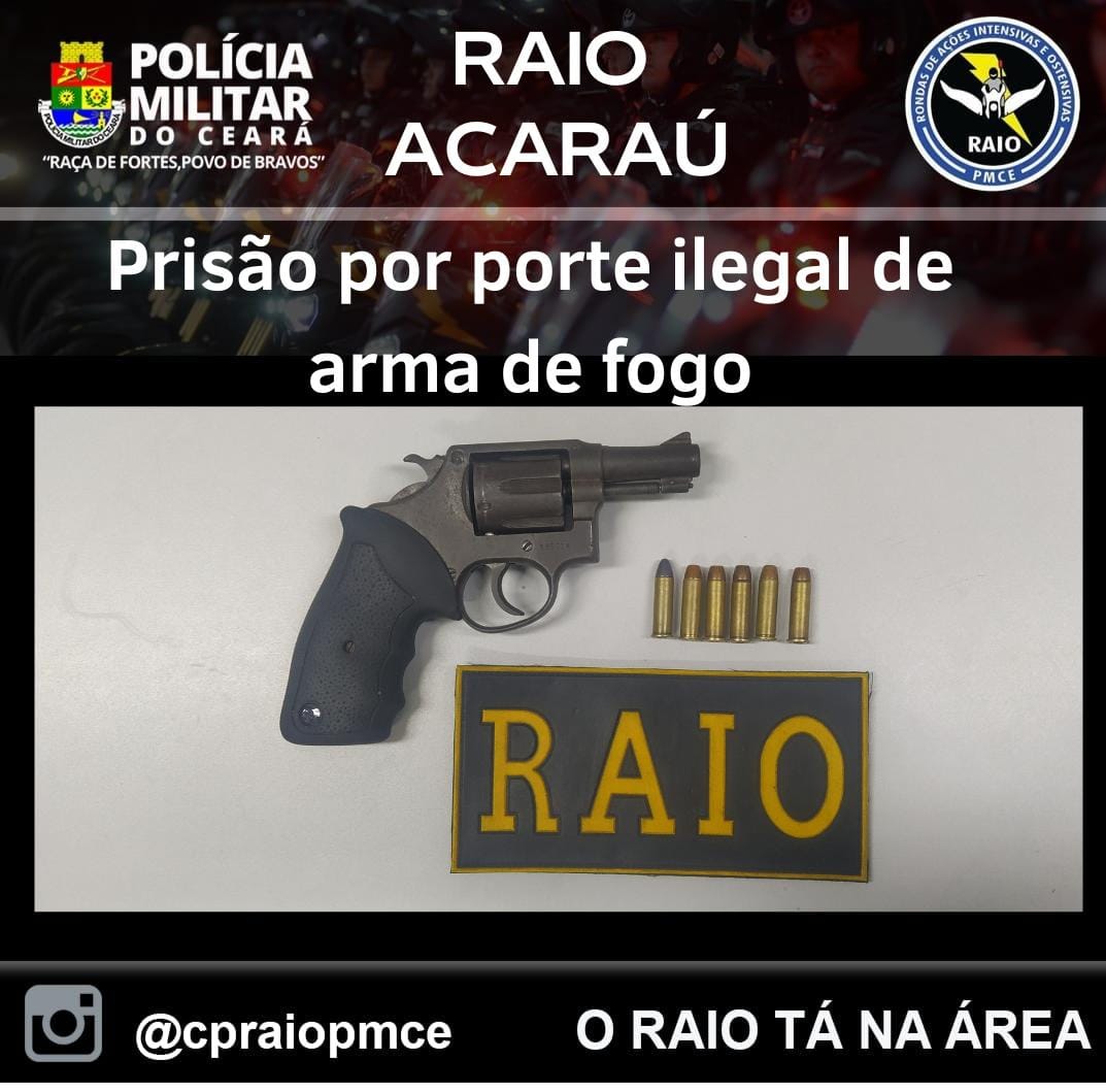 Suspeito é preso arma de fogo pelo CPRAIO da PMCE em Acaraú CE